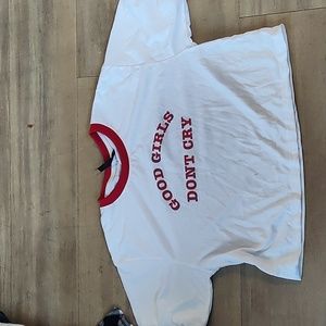 Good girls don't cry white/red crop t shirt size large